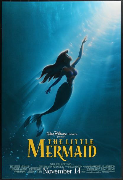 An original movie poster with artwork by John Alvin for the Disney film The Little Mermaid