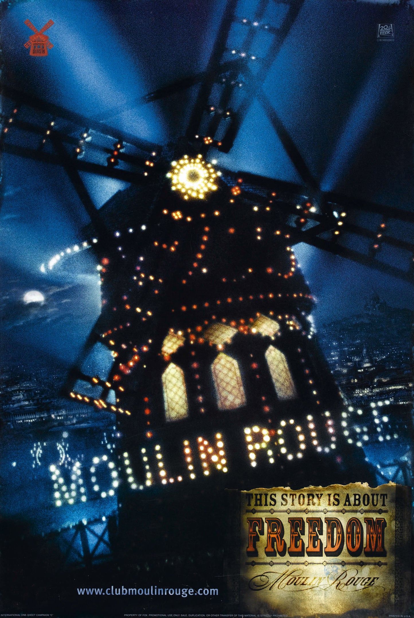 An original movie poster for the film Moulin Rouge!