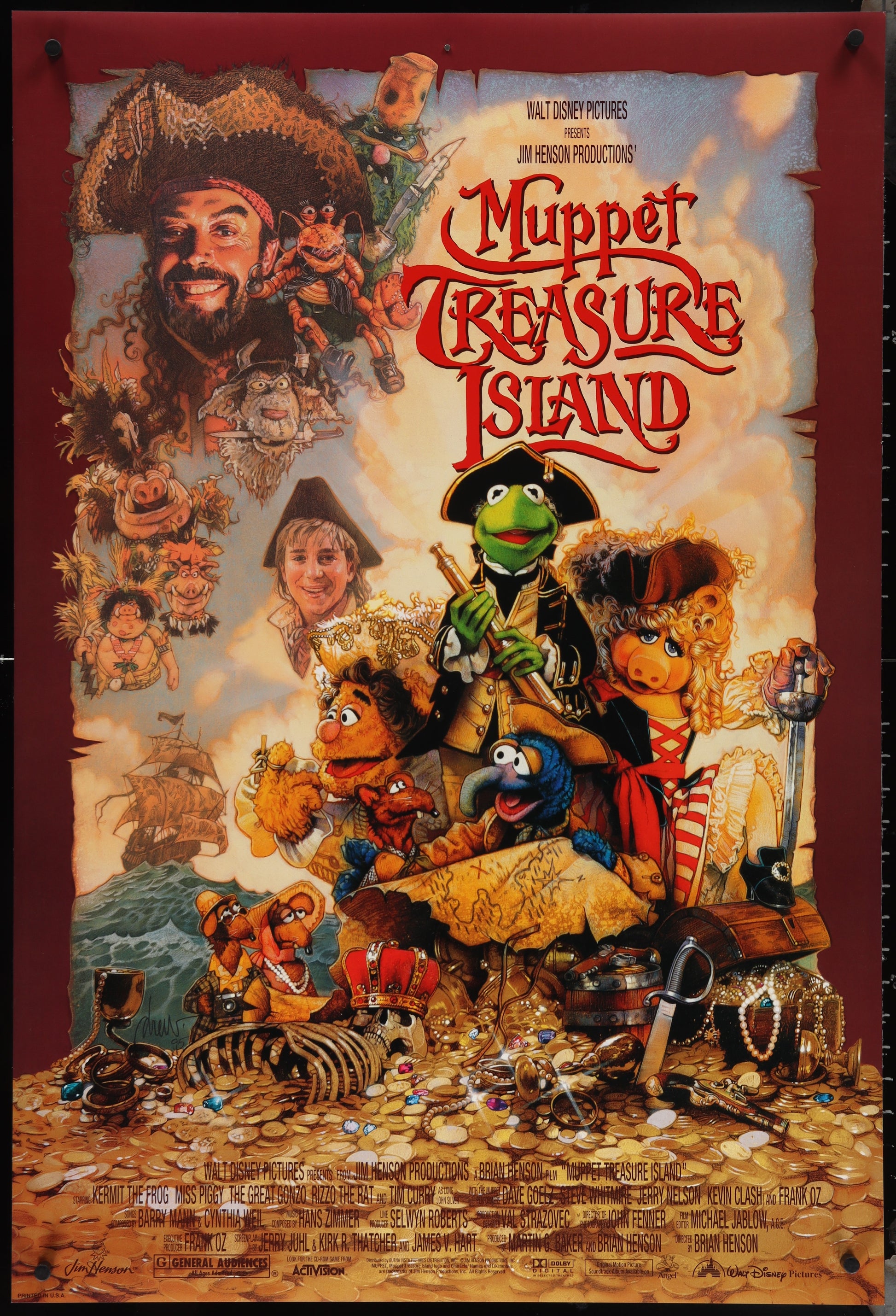 An original movie poster for the Jim Henson film Muppet Treasure Island
