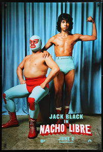 An original movie poster for the Jack Black film Nacho Libre