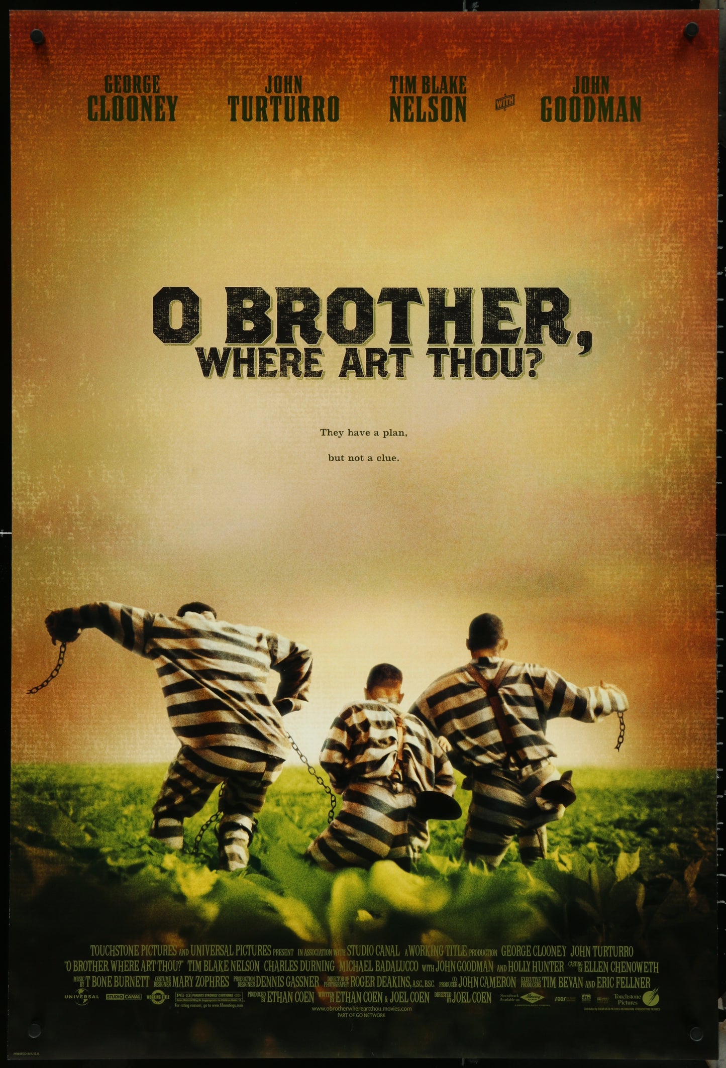 An original movie poster for the film O Brother, Where Art Thou? 