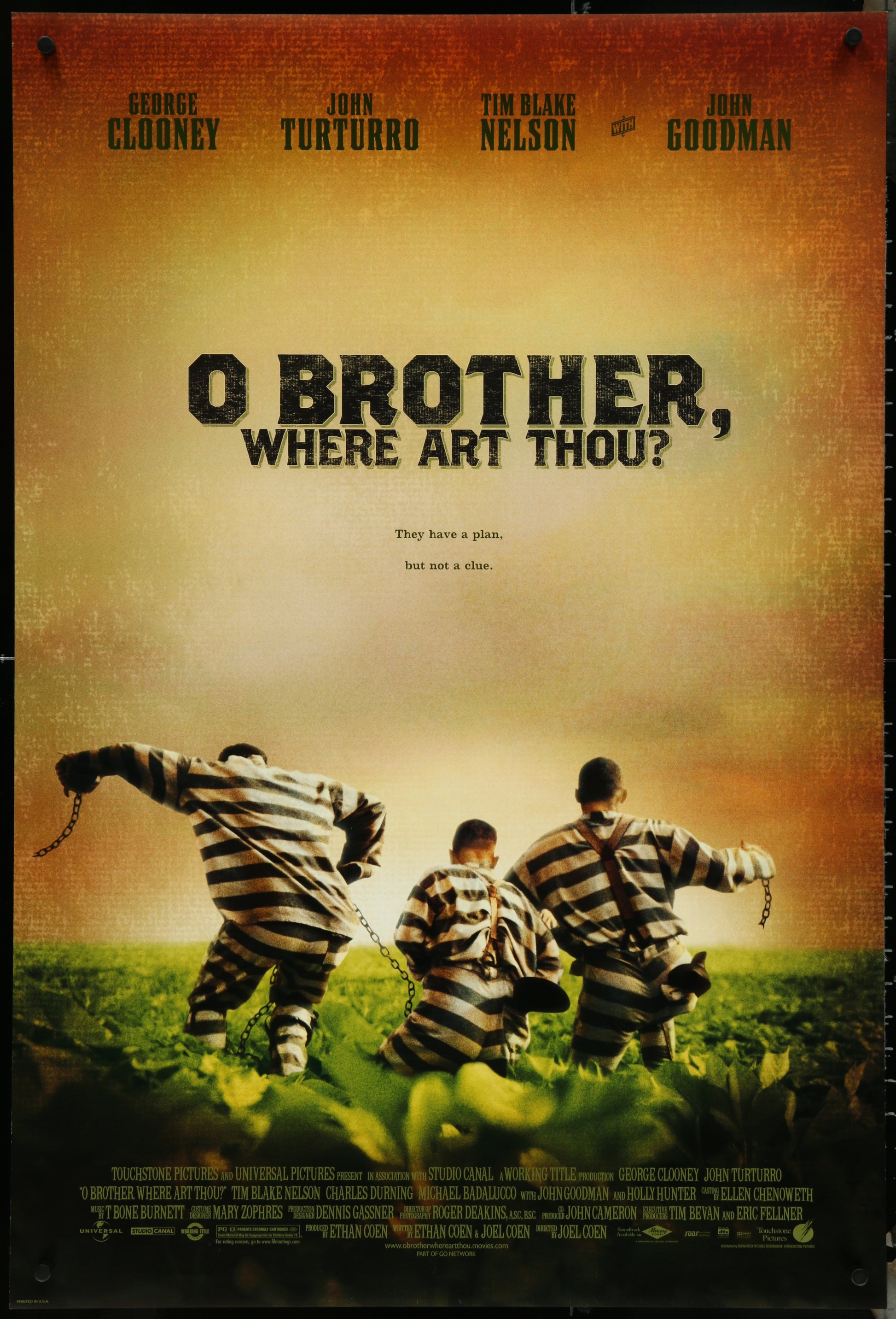 An original movie poster for the film O Brother, Where Art Thou? 