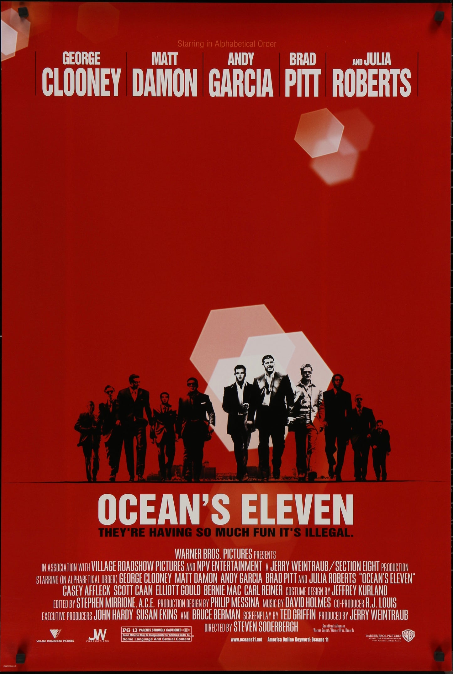 An original movie poster for the 2001 film Ocean's Eleven