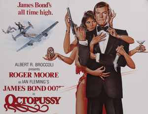 An original movie poster for the James Bond film Octopussy
