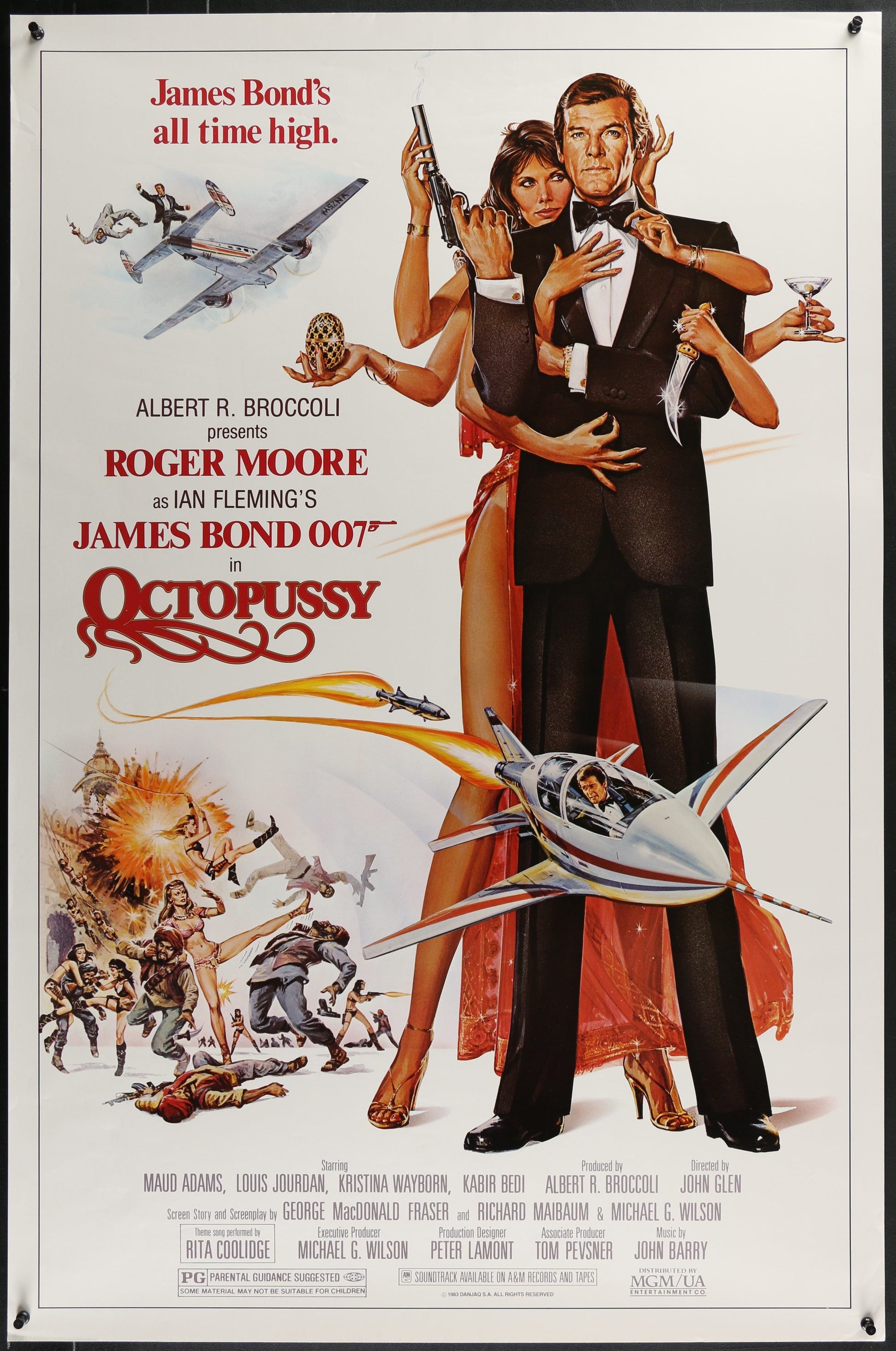 An original movie poster for the James Bond film Octopussy