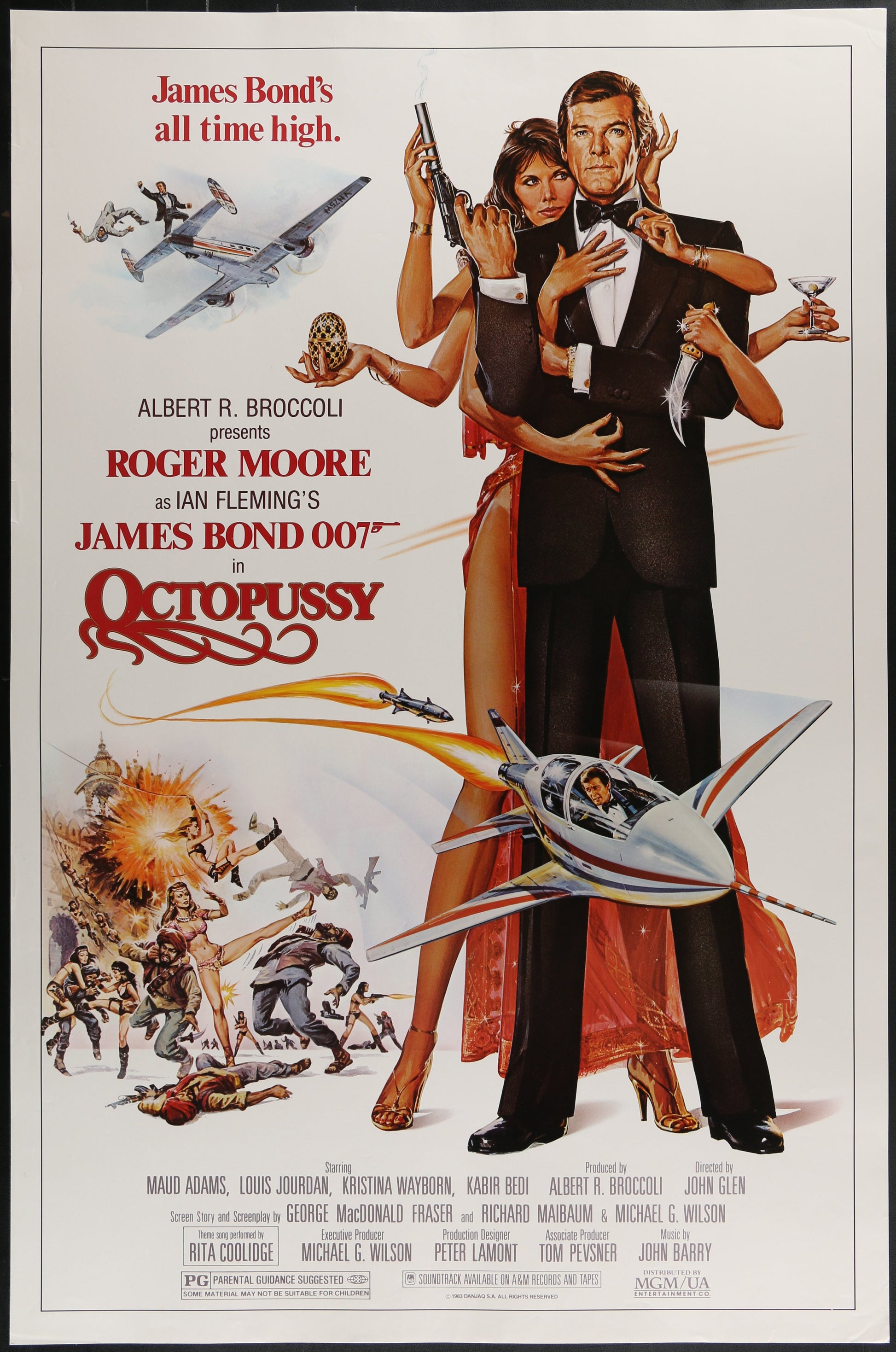 An original movie poster for the James Bond film Octopussy