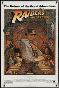 An original movie poster for the film Raiders of the Lost Ark