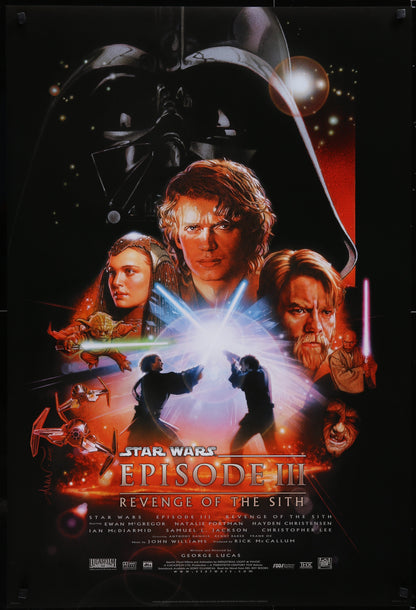 An original movie poster for the Star Wars film Revenge of the Sith with artwork by Drew Struzan
