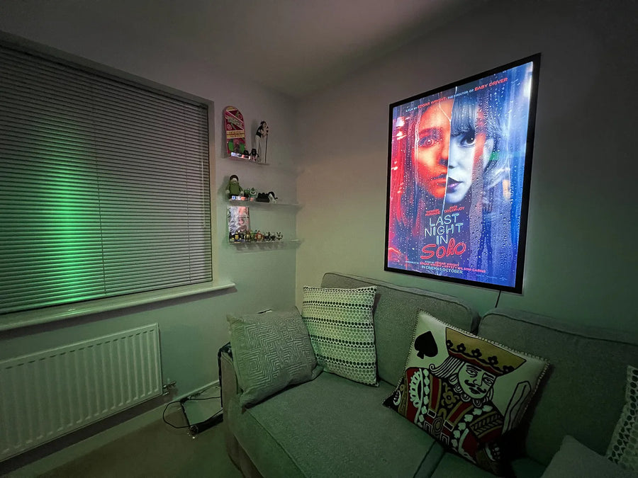 Customer photo of a movie poster displayed in an Art of the Movies Light Box