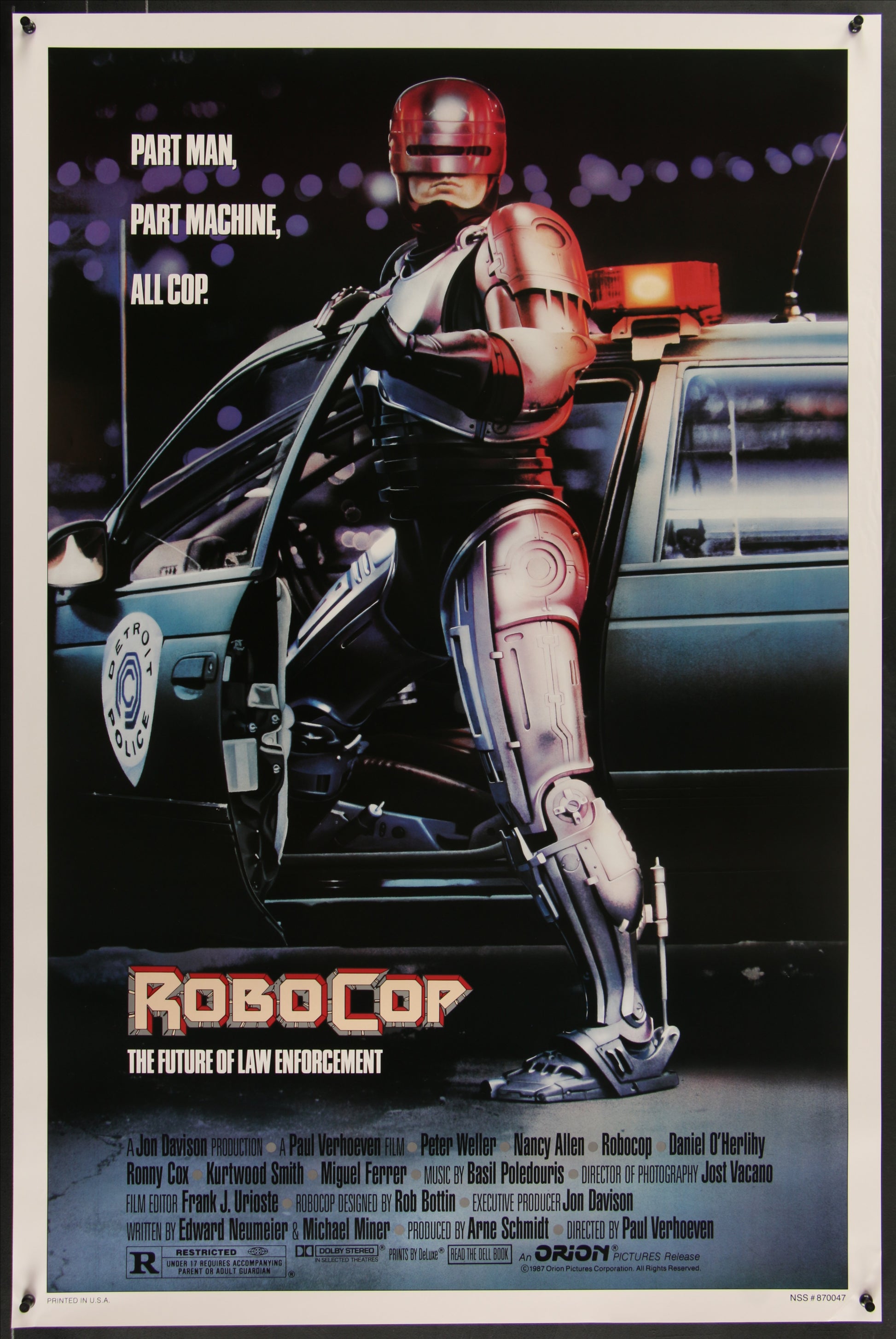 An original movie poster for the Paul Verhoeven film RoboCop