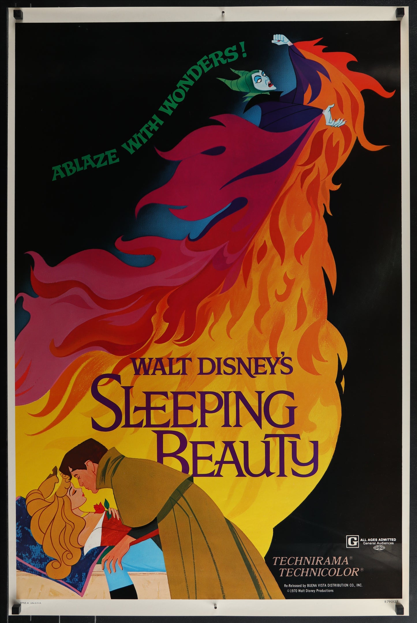 An original movie poster for the Walt Disney classic Sleeping Beauty