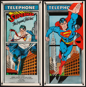 Two commemorative posters celebrating the 50th birthday of Superman