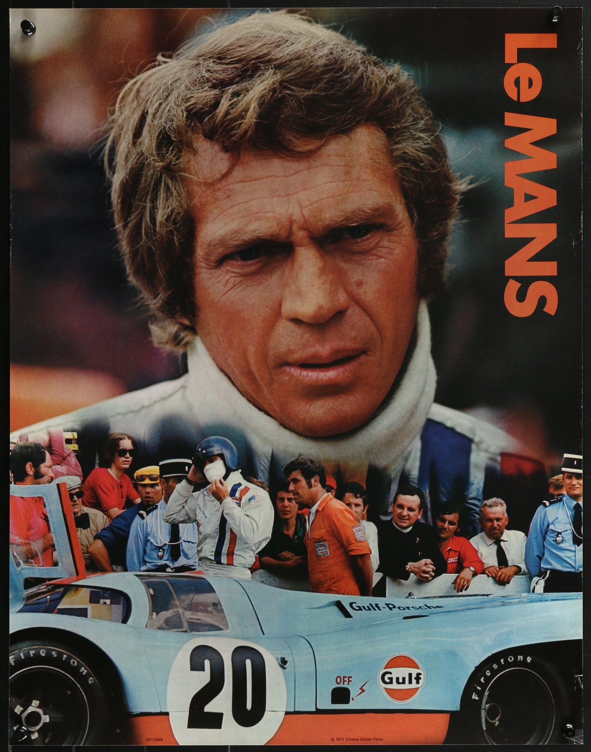 An original promotional poster for the Steve McQueen film Le Mans