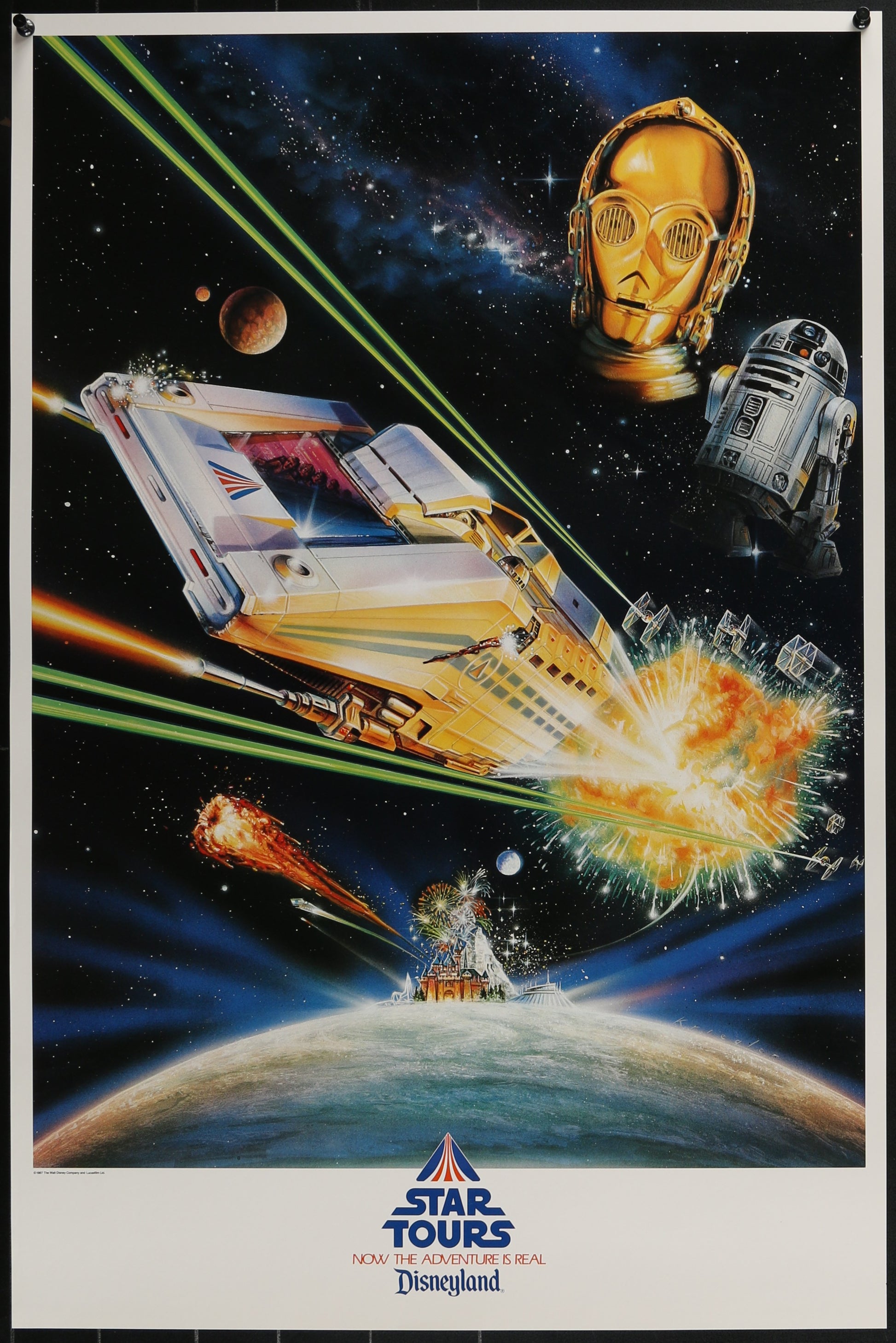 An original poster for the Disneyland attraction / ride Star Tours based on Star Wars