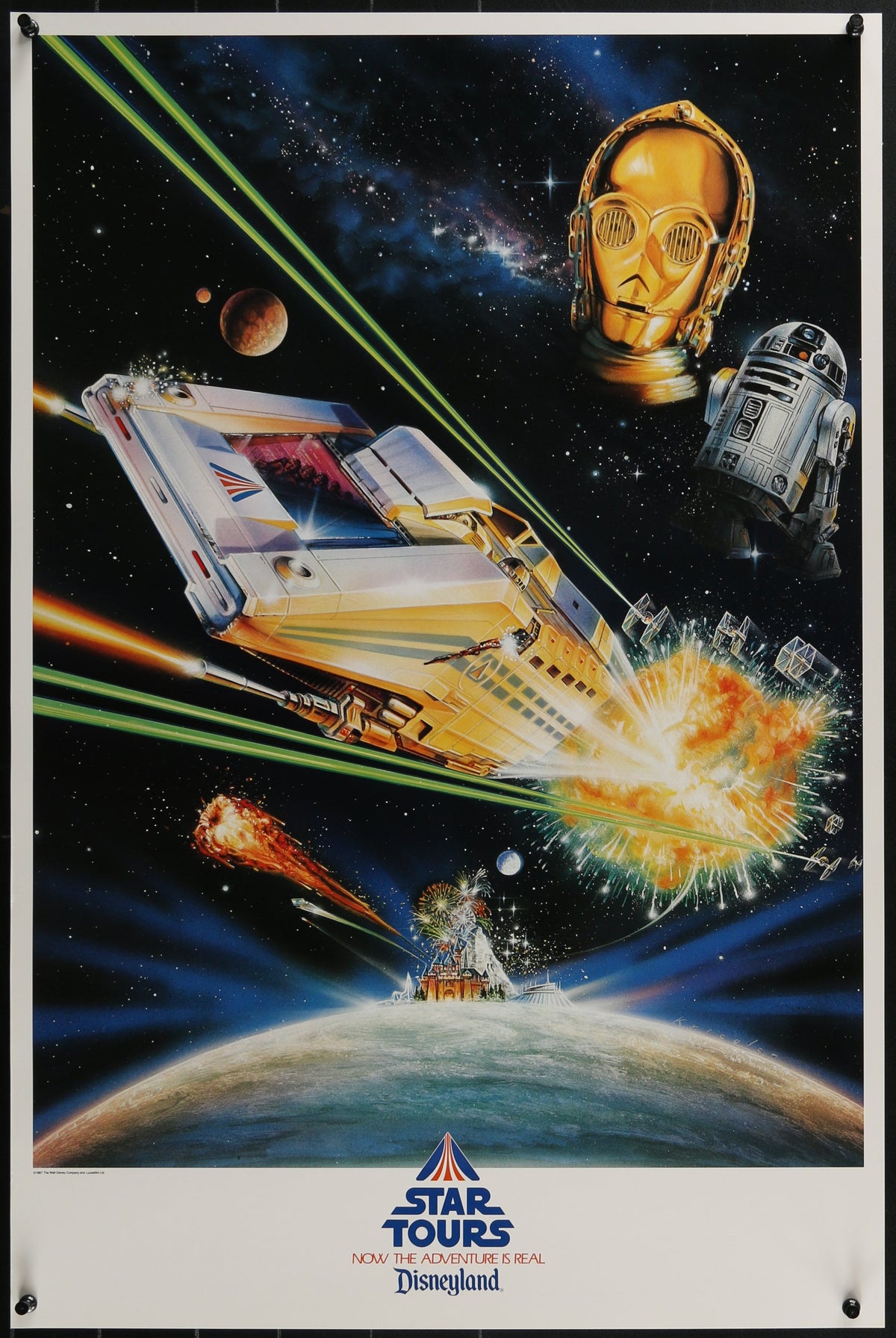 An original poster for the Disneyland attraction / ride Star Tours based on Star Wars