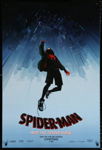 An original movie poster for the film Spider-Man Into The Spider Verse