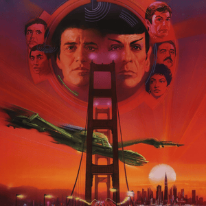 An original movie poster with artwork by Bob Peak for the film Star Trek IV / 4 The Voyage Home