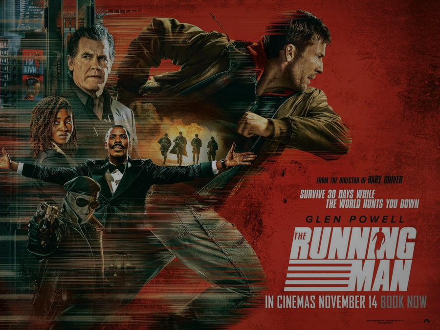 An original UK quad movie poster for the Edgar Wright film The Running Man