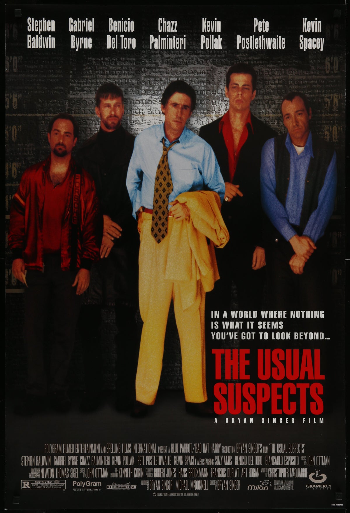 An original movie poster for the film The Usual Suspects