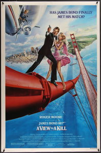 An original movie poster with art by Daniel Goozee for the James Bond film A View To A Kill