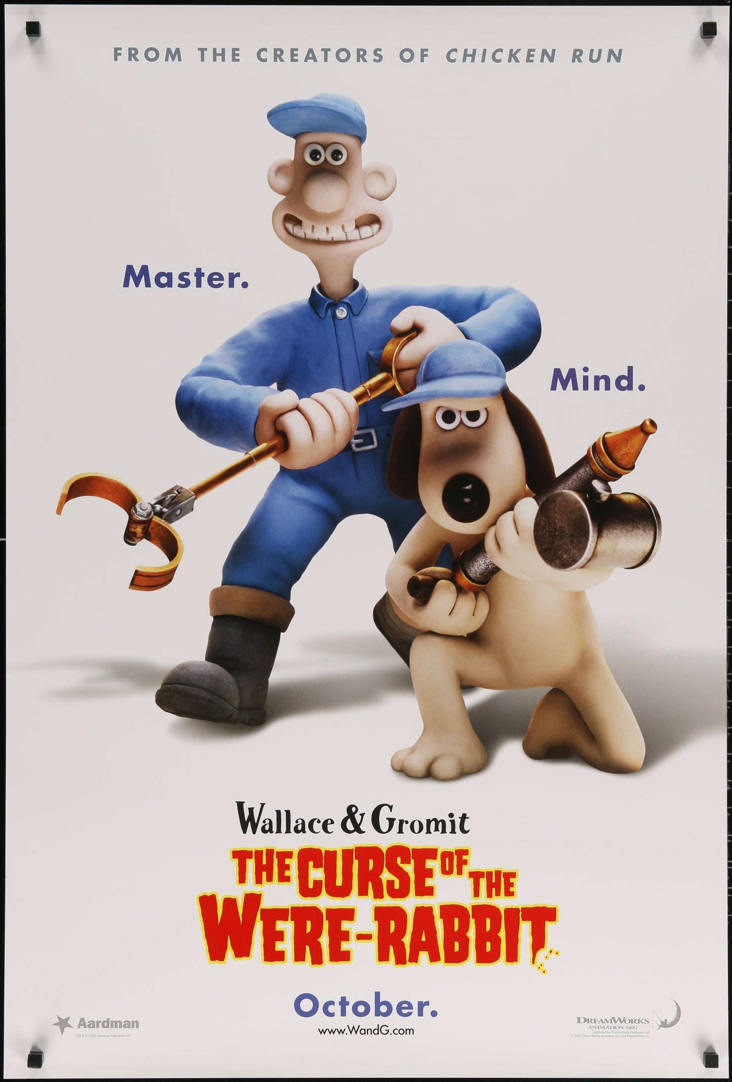 An original movie poster for the film Wallace and Gromit The Curse of the Were Rabbit