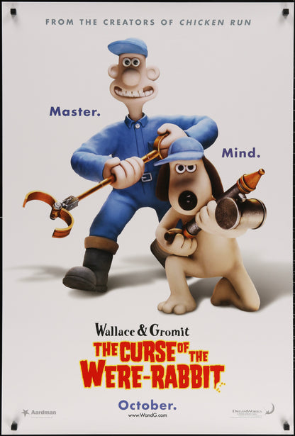 An original movie poster for the film Wallace and Gromit The Curse of the Were Rabbit