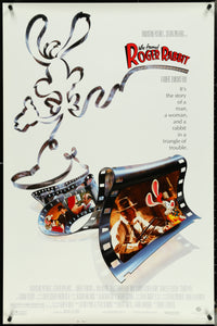 An original movie poster for the film Who Framed Roger Rabbitr