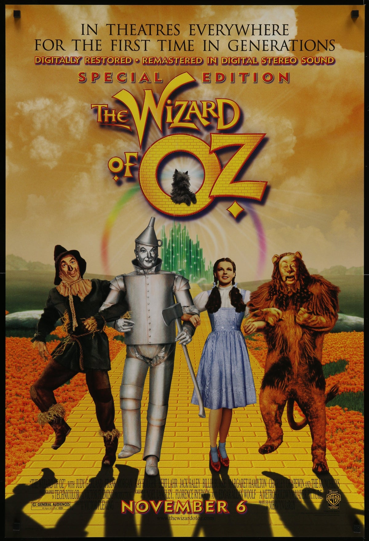 An original movie poster for the film The Wizard of Oz