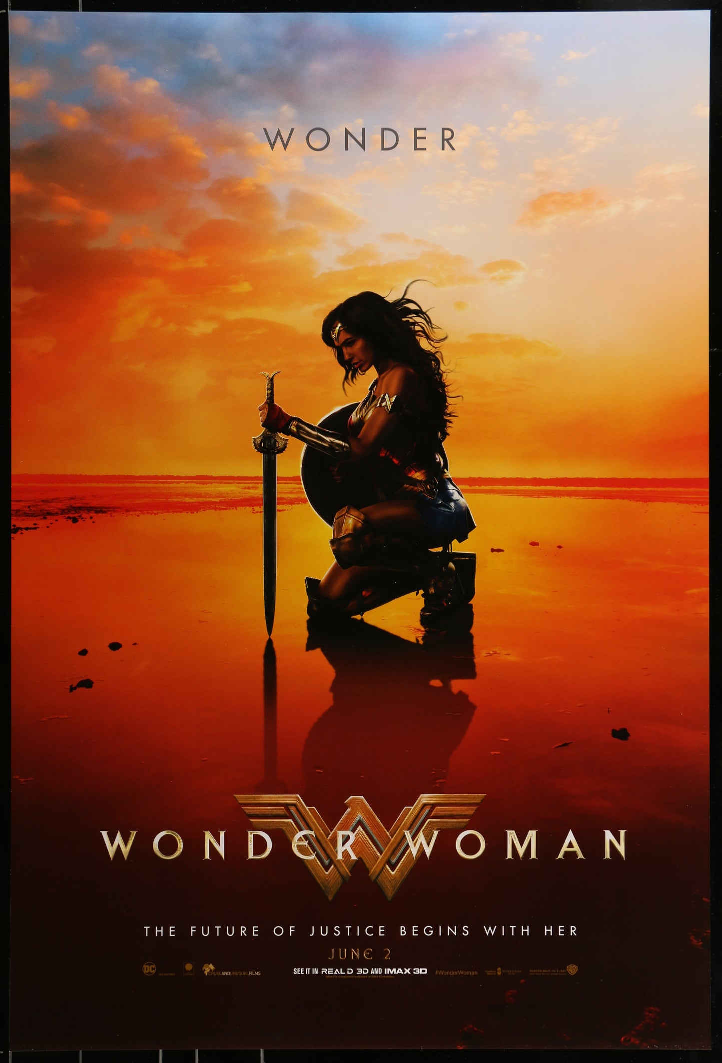An original movie poster for the film Wonder Woman