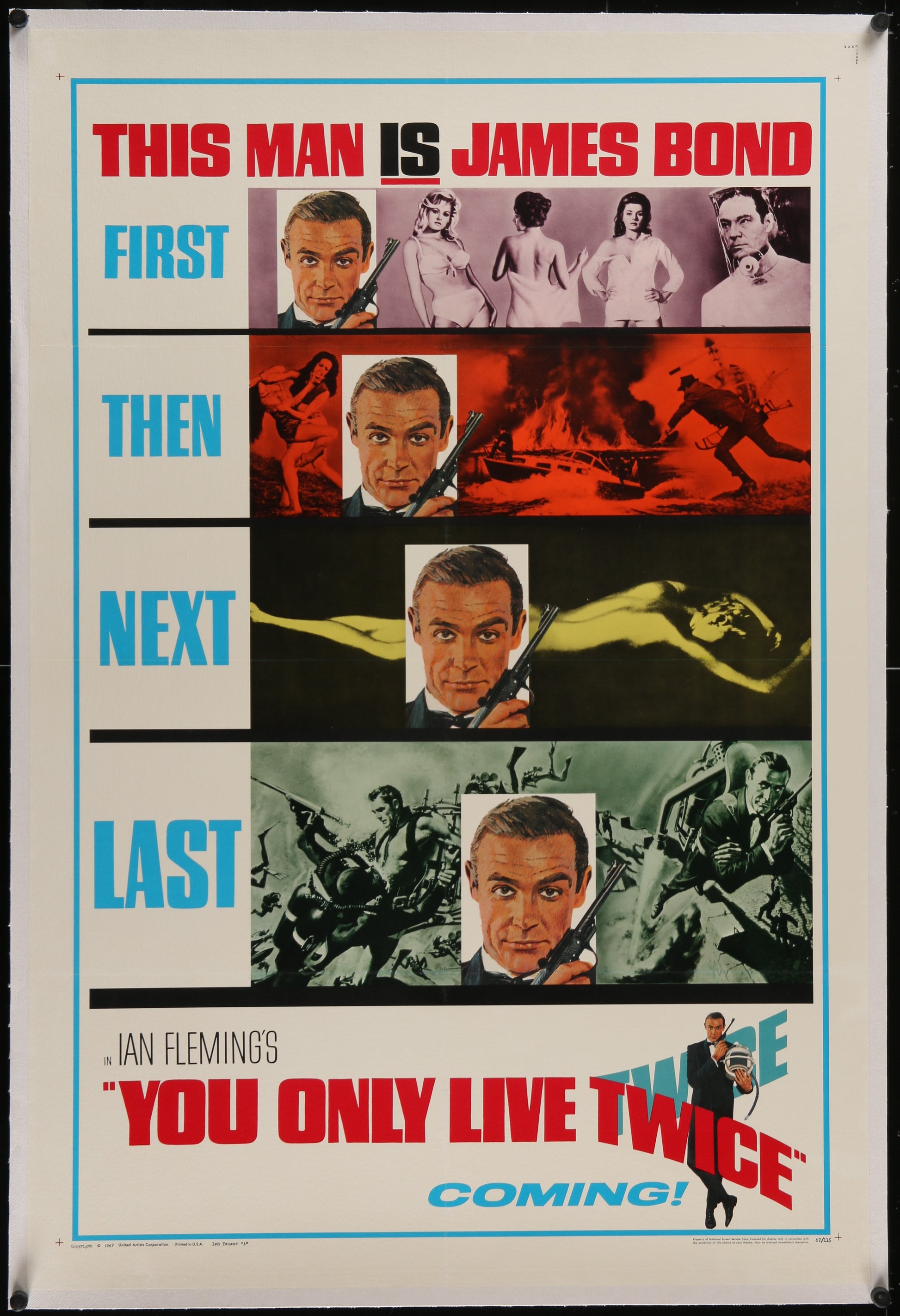 An original one sheet teaser once sheet for the James Bond film You Only Live Twice
