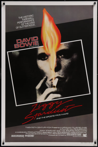 An original movie poster for the David Bowie film Ziggy Stardust and the Spiders From Mars