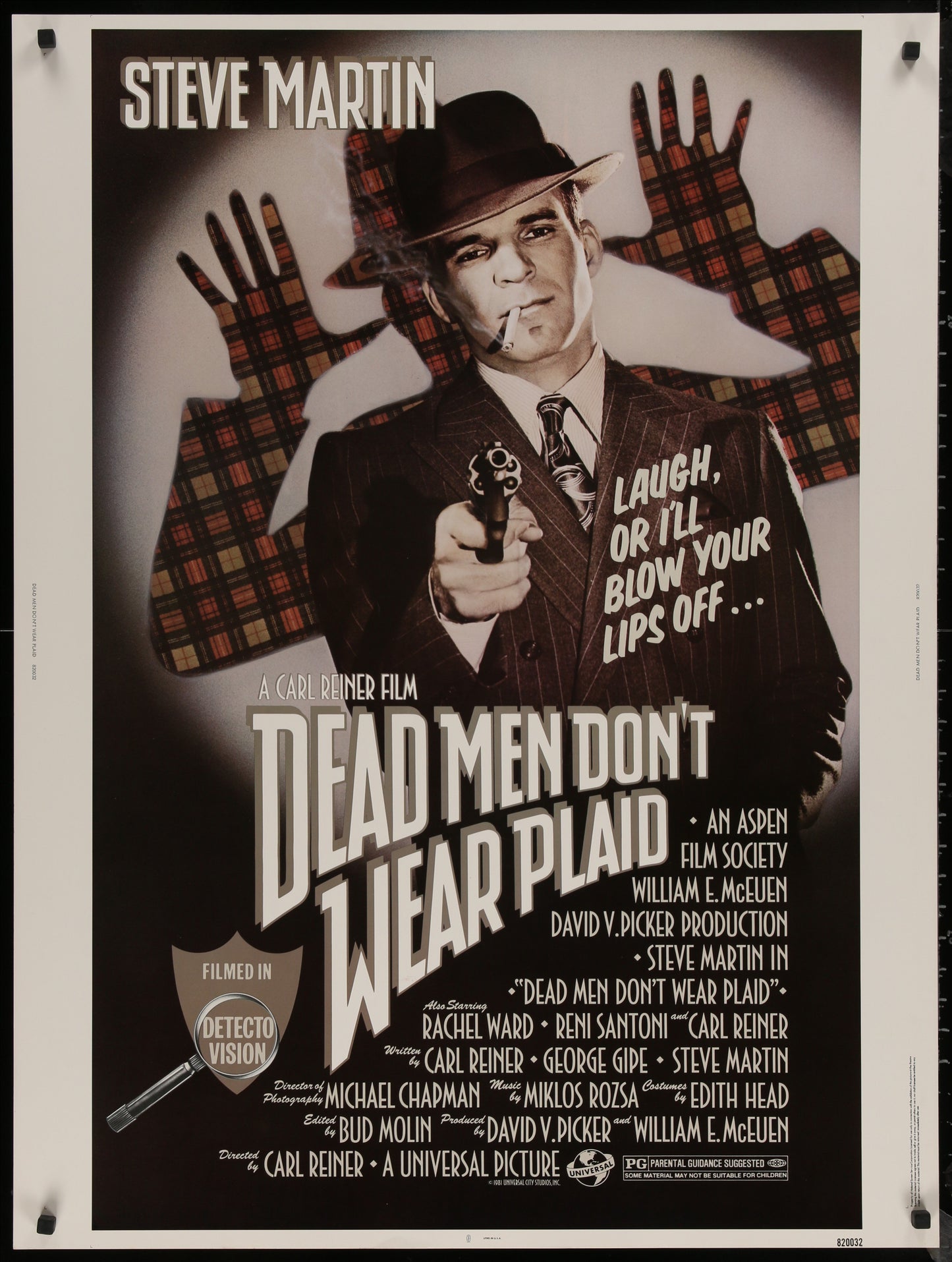 An original movie poster for the Steve Martin film Dead Men Don't Wear Plaid