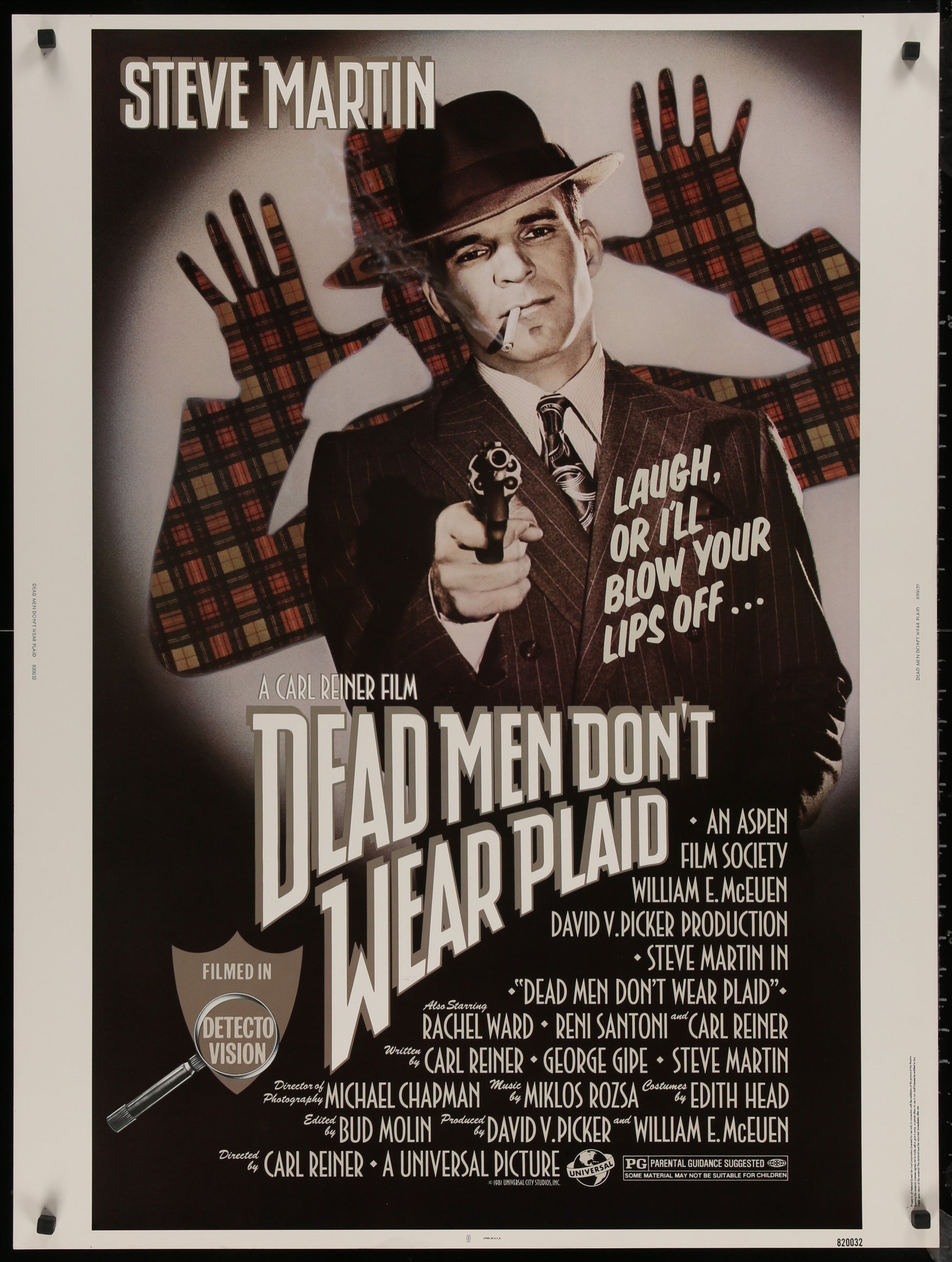 An original movie poster for the Steve Martin film Dead Men Don't Wear Plaid