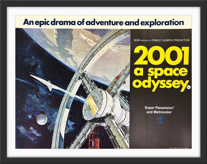 An original U.K. quad movie poster for the Stanley Kubrick film 2001 A Space Odyssey