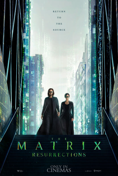 An original movie poster for the film The Matrix Resurrections