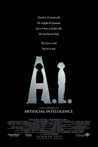 An original movie poster for the Steven Spielberg film A.I. Artificial Intelligence