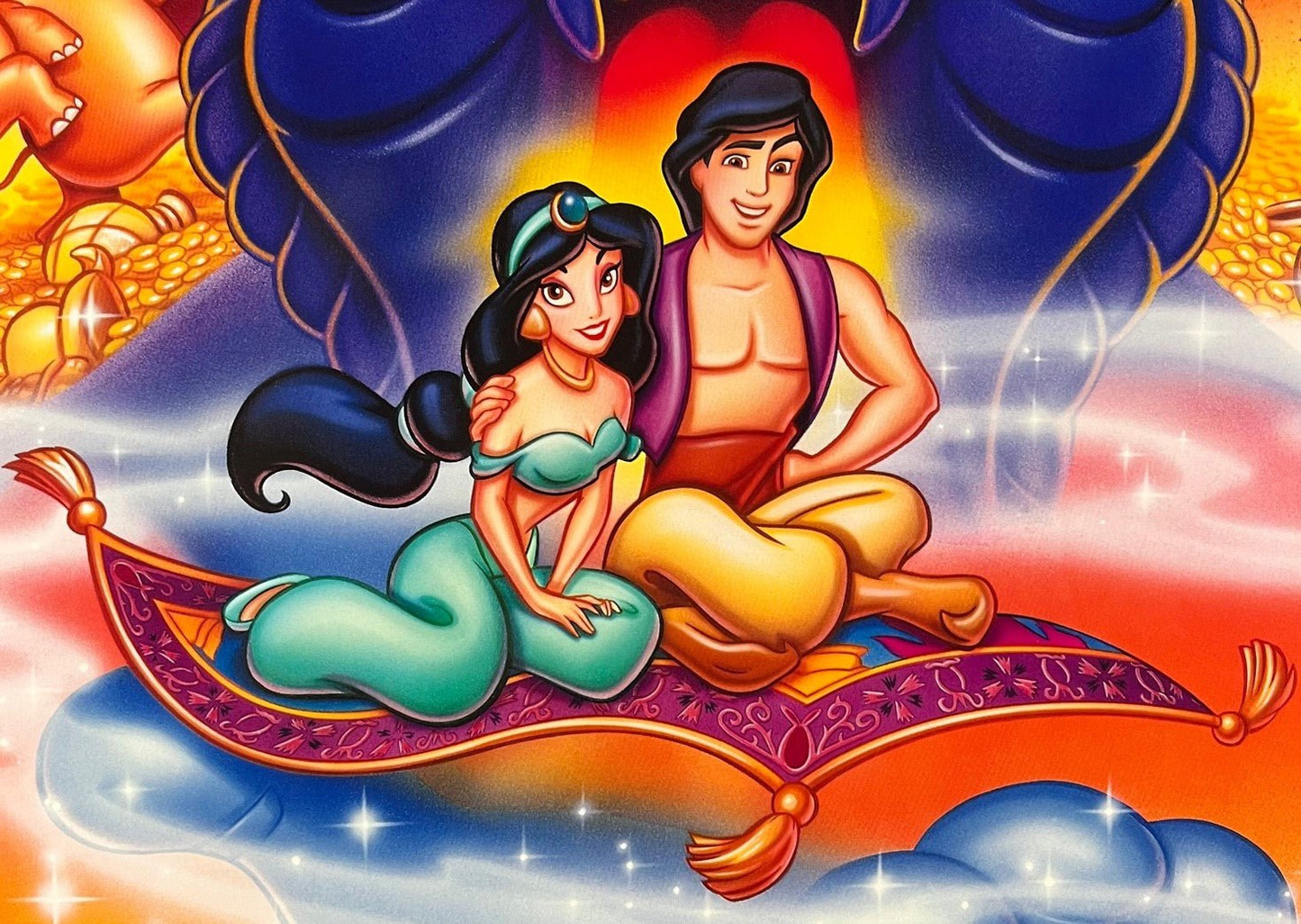 An original movie poster for the 1992 Disney film Aladdin