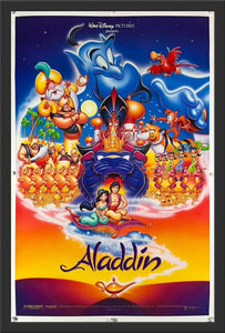 An original movie poster for the 1992 Disney film Aladdin