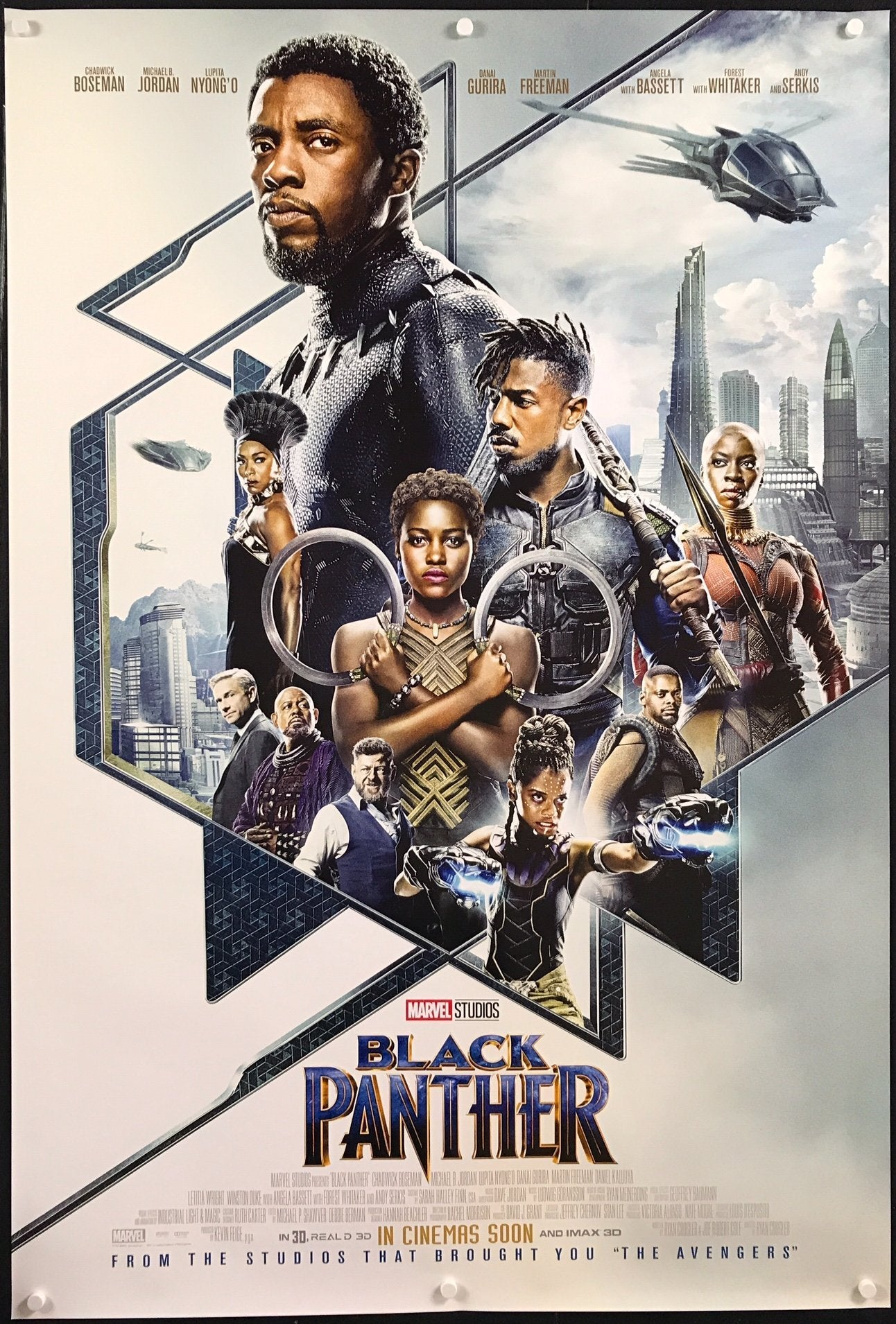 An original movie poster for the Marvel film Black Panther