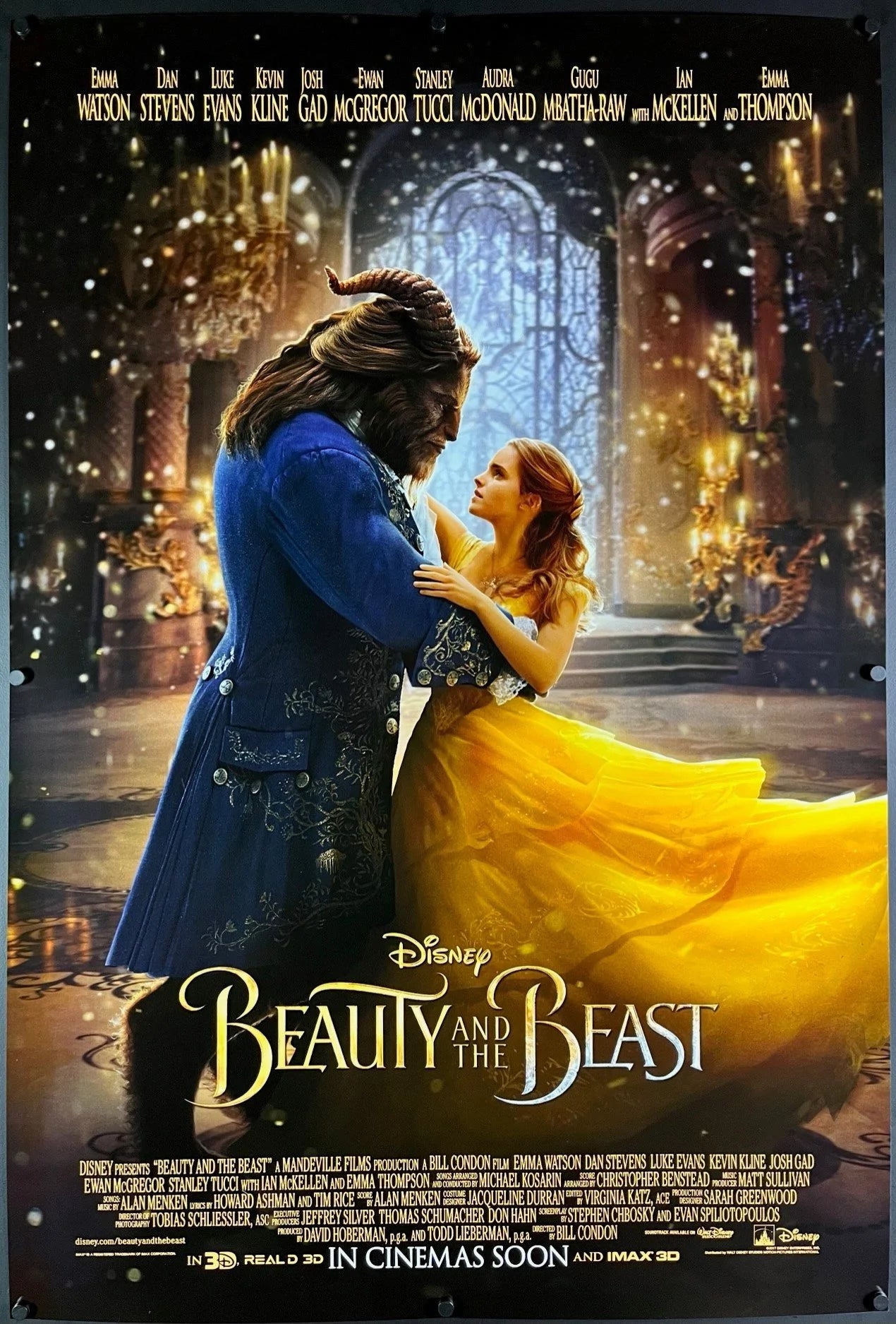 An original movie poster for the Disney film Beauty and the Beast