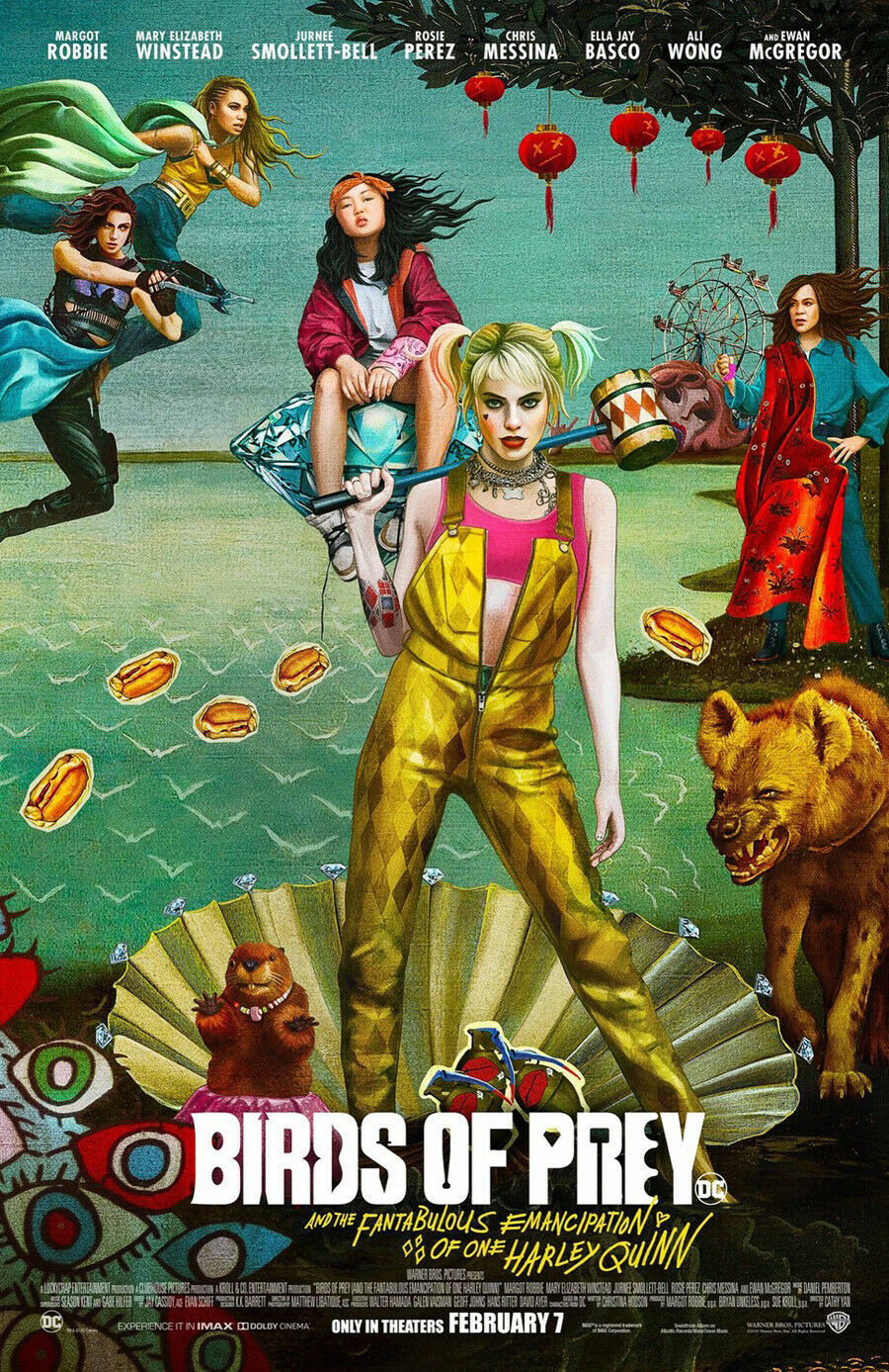 An original movie poster for the DC comics film Birds of Prey