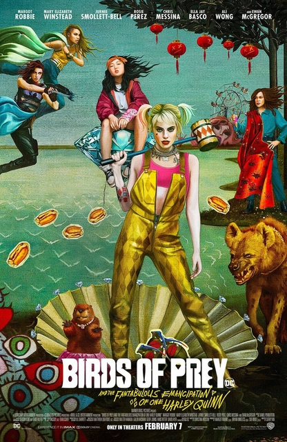 An original movie poster for the DC comics film Birds of Prey