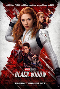 An original movie poster for the Marvel MCU film Black Widow starring Scarlett Johansson