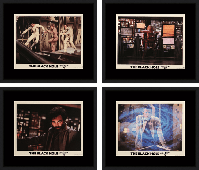Four original lobby cards for the Disney sci fi film The Black Hole