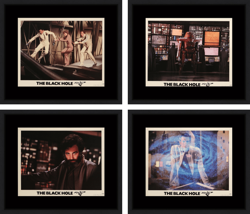 Four original lobby cards for the Disney sci fi film The Black Hole