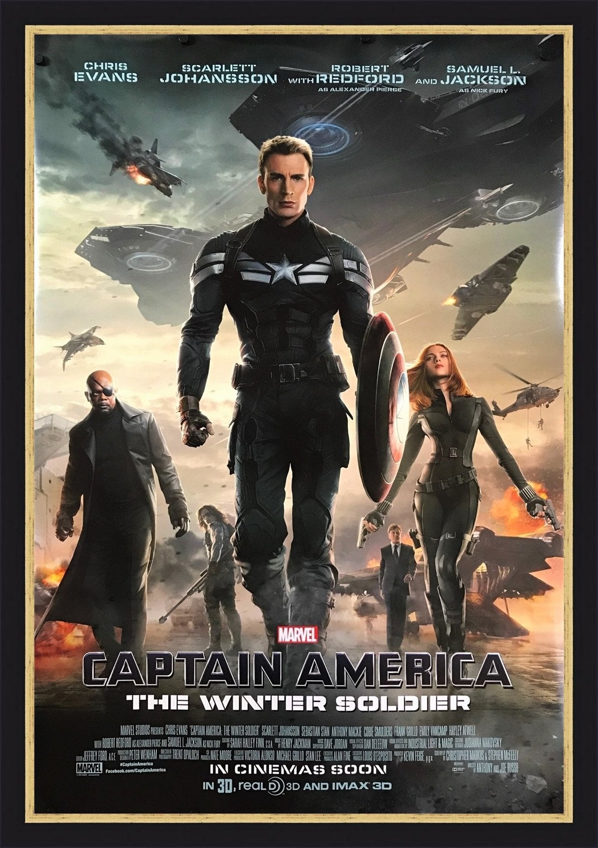 An original movie poster for the film Captain America The Winter's Soldier