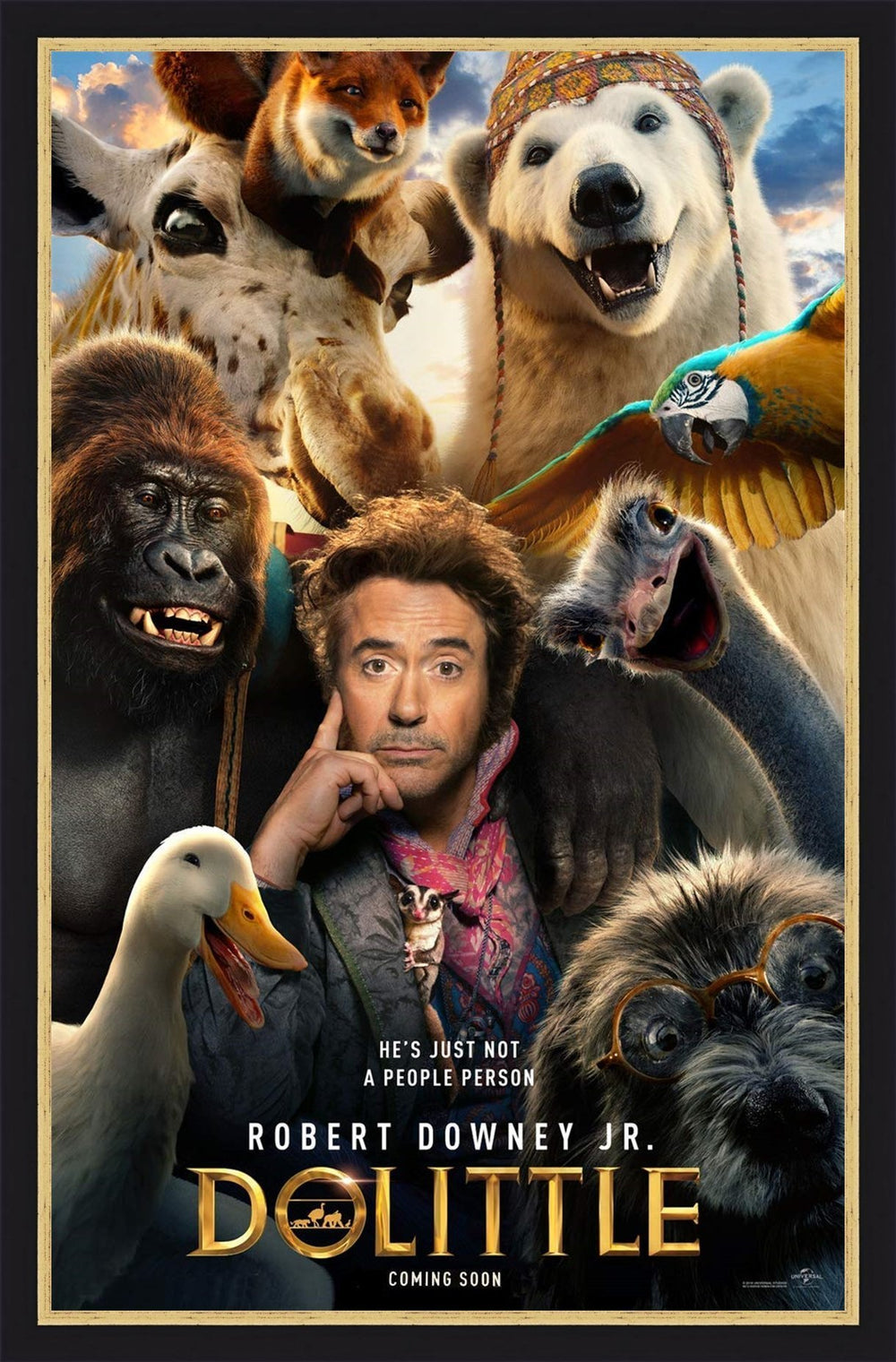 An original movie poster for the film Dolittle starring Robert Downey Junior