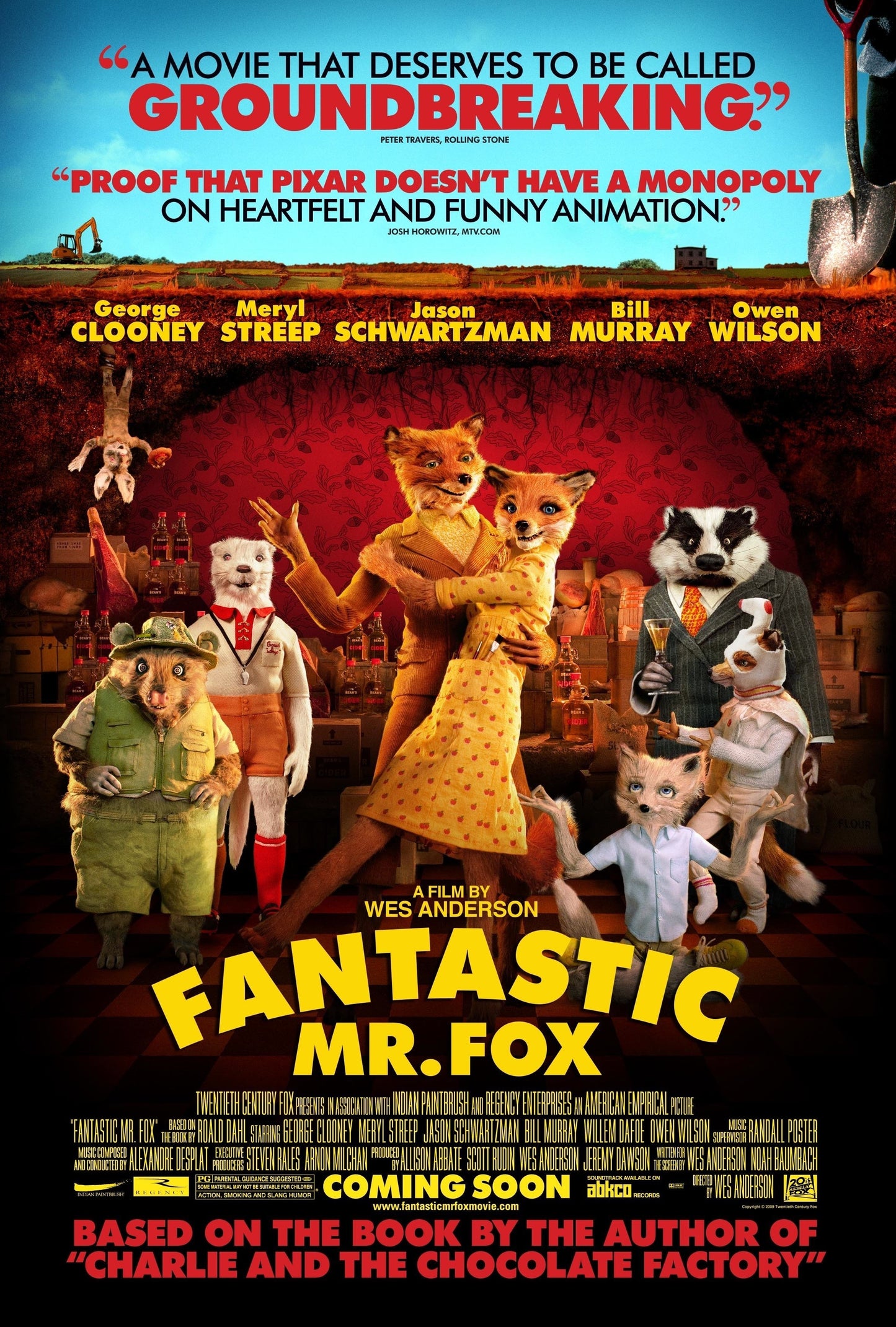 An original movie poster for the Wes Anderson film Fantastic Mr Fox