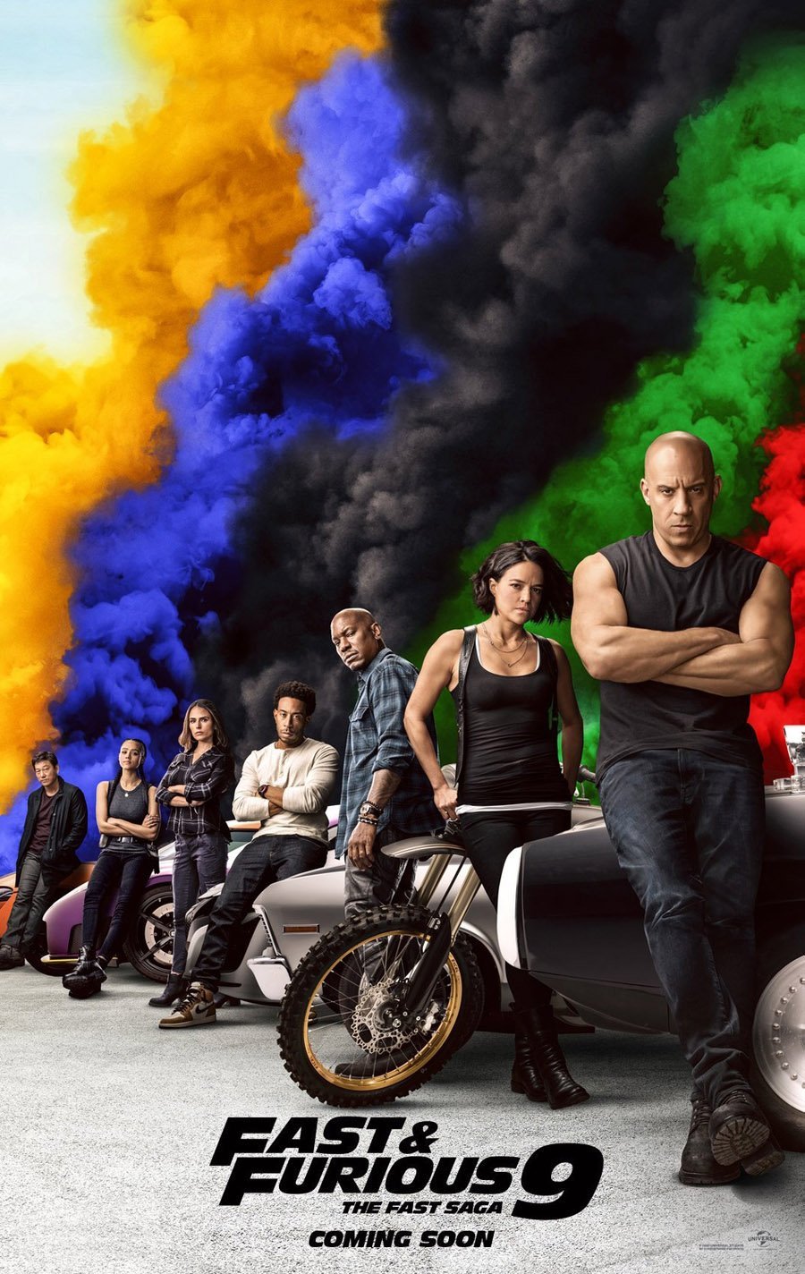 An original movie poster for the film Fast and Furious 9