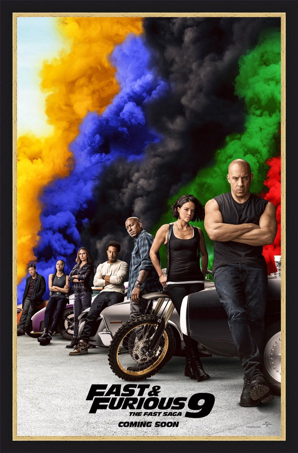 An original movie poster for the film Fast and Furious 9